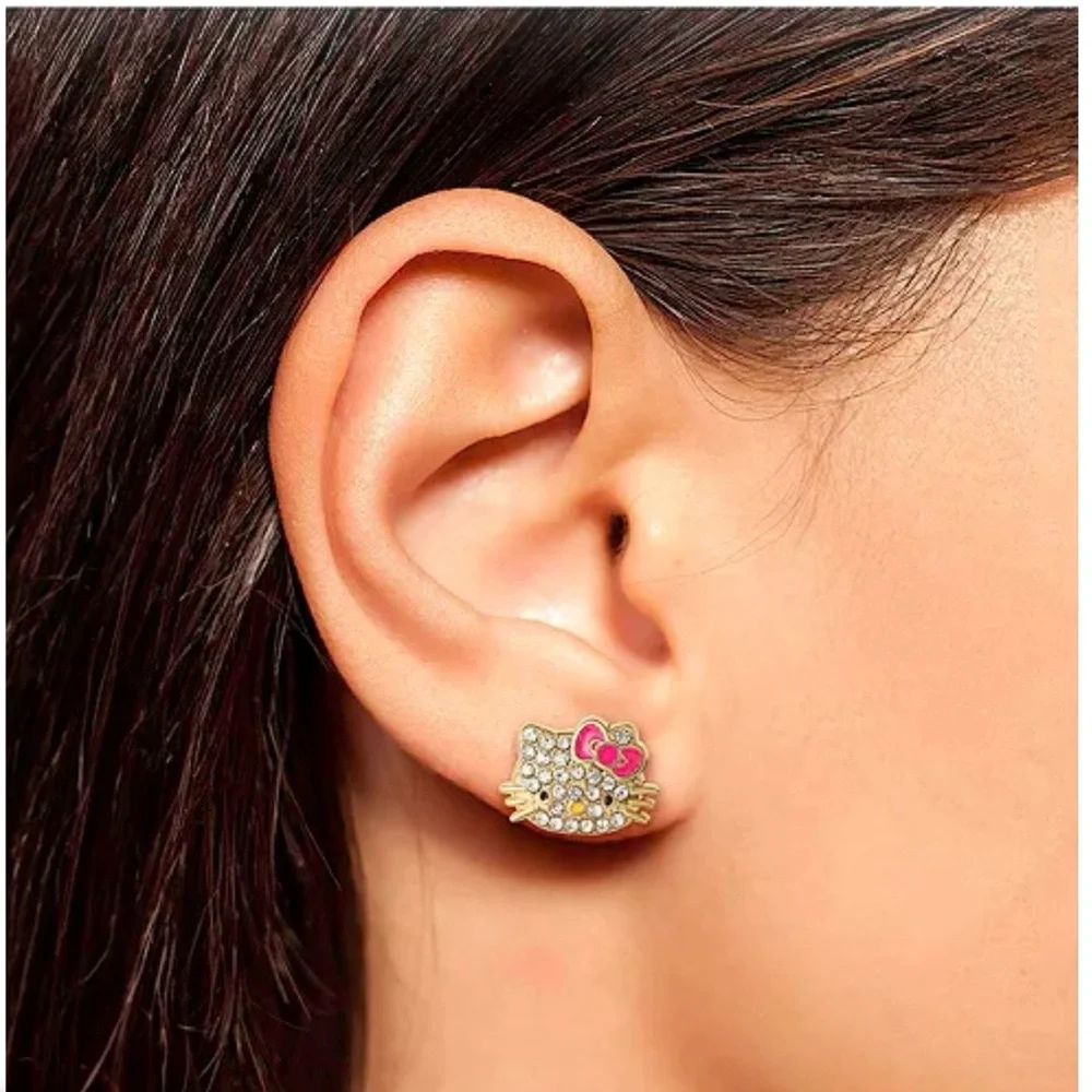 Hello Kitty Sanrio Pave Crystal Stud Earrings